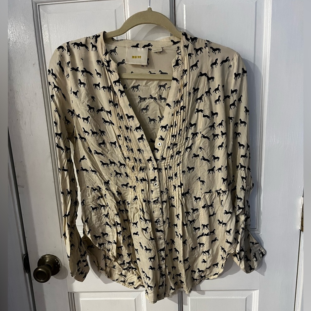 Maeve Horse Long Sleeve Blouse